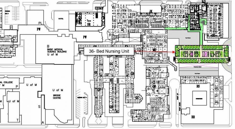 floor plan for Health Science Centre, Winnipeg, Manitoba, Canada