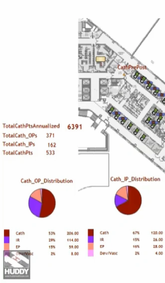 pie charts showing total Caths for Replacement Hospital