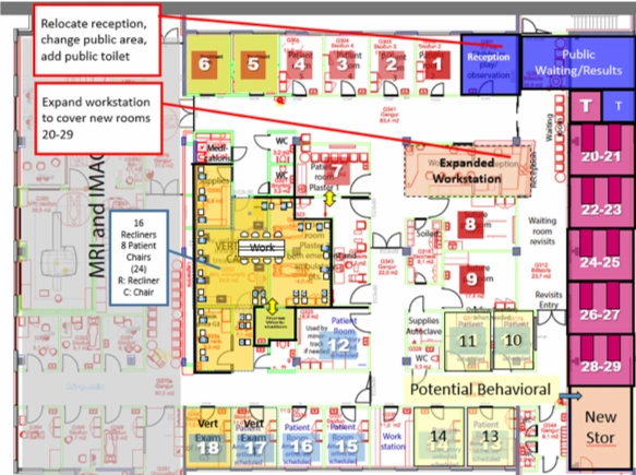 changes to floorplan for Landspitali Hospital