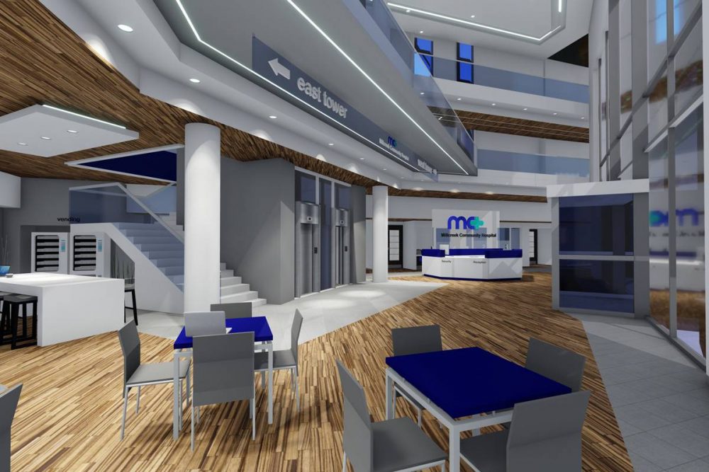 simulation of interior of Millcreek Community Hospital