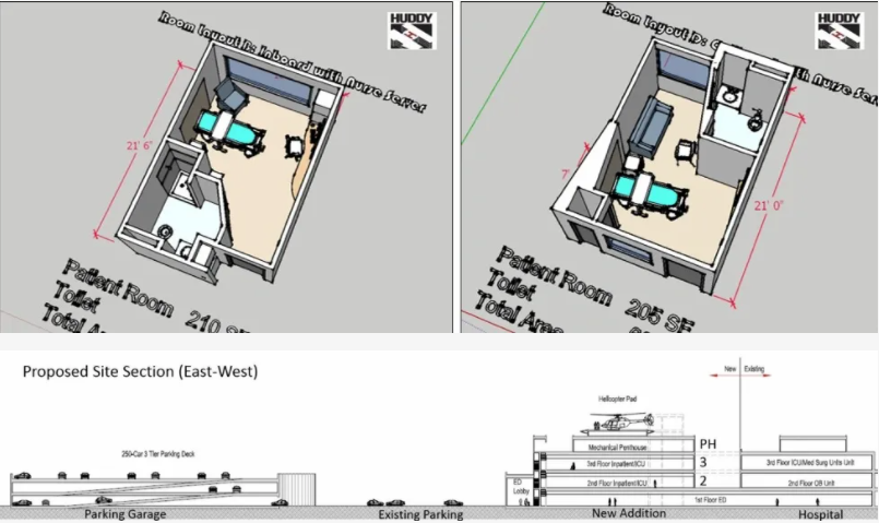 floor plan for patient room for NMC